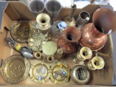 A good mixed lot of ornamental brass and copper ware,