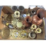 A good mixed lot of ornamental brass and copper ware,