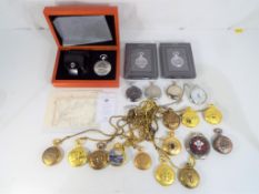 Nineteen collectors pocket watches including Atlas Editions, Santos,