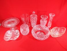 A box containing a quantity of glassware to include bowls, vases, dishes,