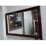 A good quality wood framed bevel edged wall mirror approx 67cm x 98cm - This lot MUST be paid for