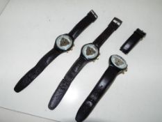 Three gentleman's Swatch chronograph wat