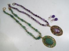 Two natural hardstone necklaces with ena