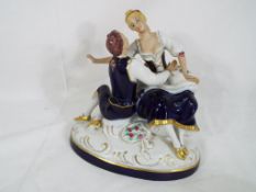 Royal Dux - a good quality ceramic figural group by Royal Dux depicting a courting couple stamped