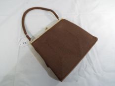 Corde - a genuine Corde 1940s vintage handbag with single clasp, yellow metal detailing,