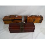 Three small decorative felt lined wooden storage chests (3)
