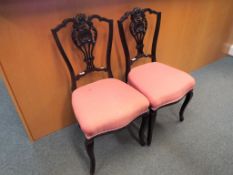 A pair of Queen Anne bedroom chairs with upholstered seats