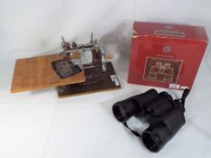 A good lot to include a vintage miniature sewing machine and a boxed set of Miranda 16 x 50