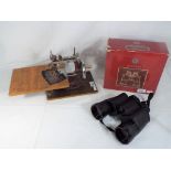 A good lot to include a vintage miniature sewing machine and a boxed set of Miranda 16 x 50