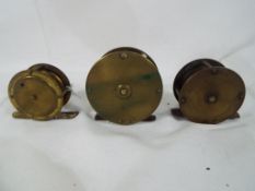 Three Antique brassed metal fly fishing reels (3) Est £40 - £60