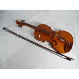 A violin by Blessing with Aubert bridge with bow,