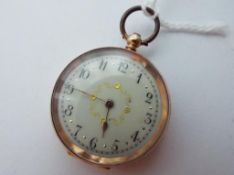 A lady's 14 carat gold cased pocket watch,