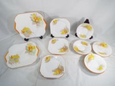 Shelley - 16 pieces of art deco tableware hand painted in a floral design