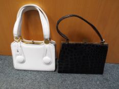 Vintage handbags - a vintage Marsia lady's white handbag with button detailing, single clasp,