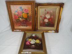 Three framed oils on canvas of varying image sizes,
