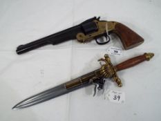 Two replica pistols comprising a Schofield Model 1875 Single Action Break-Top Revolver and a