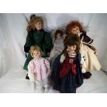 Dolls - five good quality porcelain dressed dolls to include The Hanah Collection,