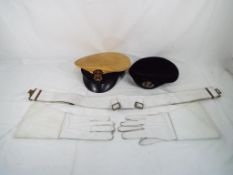Royal Navy - a Royal Navy Petty Officer's peaked cap, white dress gloves,