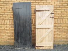 Two early 20th century pine kitchen doors,