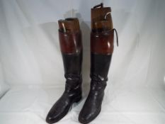 A pair of gentleman's vintage leather riding boots with boot stretcher - Est £30 - £50 - This lot