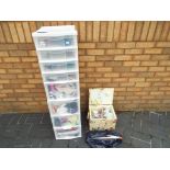 A good lot to include an 8 drawer storage cabinet containing a quantity of sewing and crafting