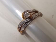 A lady's 9 carat gold diamond set, two-piece, twin-set ring, approx 2.