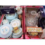 A good mixed lot comprising two boxes of ceramics and glassware to include Stuart Crystal,