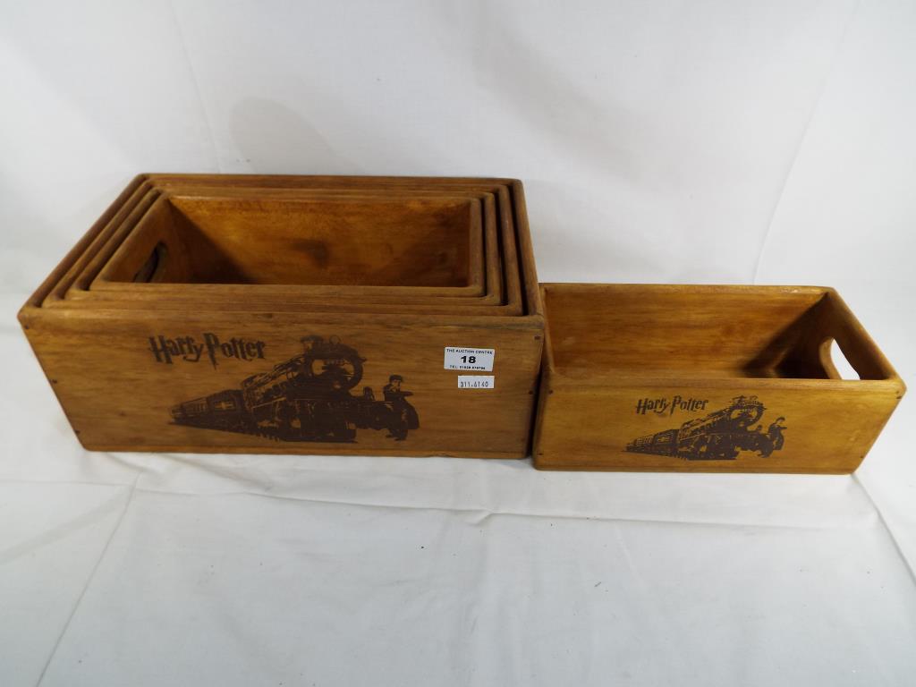 Five graduated wooden trays depicting Harry Potter Magic, - Image 2 of 2