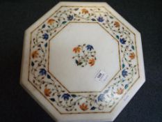 A good quality marble topped inlaid hexagonal occasional table,