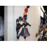 A cast iron wall mounted bell depicting a cockerel Est £20 - £30 - This lot MUST be paid for and