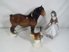 Lot to include a Beswick shire horse with yellow plaits in the mane,