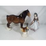 Lot to include a Beswick shire horse with yellow plaits in the mane,