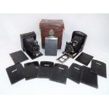 Bellows Cameras - two vintage Bellows concertinaed cameras one marked to the strap Cameo and the