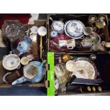 A good mixed lot to include glassware, plated ware, hand painted glass vase,