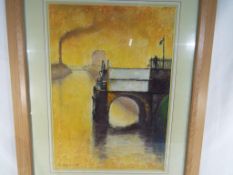 A canal side scene in pastel signed lower left by the artist R Collier,
