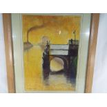A canal side scene in pastel signed lower left by the artist R Collier,