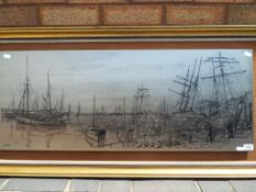 A metal etching framed from Wendron Forge marked Designed and Made by Cornish Craftsmen,