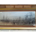 A metal etching framed from Wendron Forge marked Designed and Made by Cornish Craftsmen,