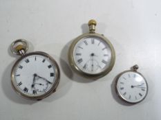 A good lot of three pocket watches to include a silver cased model numbered 43166,