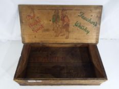 Breweriana - a vintage Teacher's Whisky pine advertising box The Whisky of the Old Days,