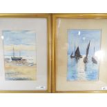 C Norris Cooper - two watercolours depicting coastal scenes with sailing boats,