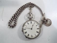 A Continental silver cased pocket watch of small proportions, 40mm diameter,