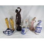 a lot to include two Asian figurines,