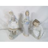 Lladro - Three Lladro figurines to include # 4961 Angel Dreaming,