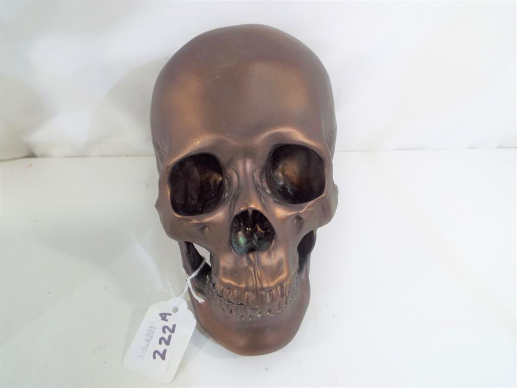 A bronze coloured skull. Estimate £15 - - Image 2 of 2