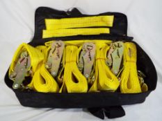 A vehicle recovery strap set with carry