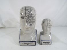 Two phrenology ceramic heads. Estimate £