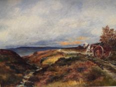 An ornately framed oil on canvas presumed to be by Albert Edward Boler depicting a rural scene