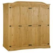 A Corona four door pine wardrobe (dismantled) approx 189cm (h) x 196cm (w) x 57cm (d) - (on-line