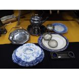 A good mixed lot to include a collection of Victorian meat plates,